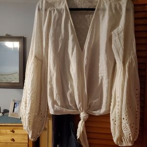 Love stitch L embroidered top off white